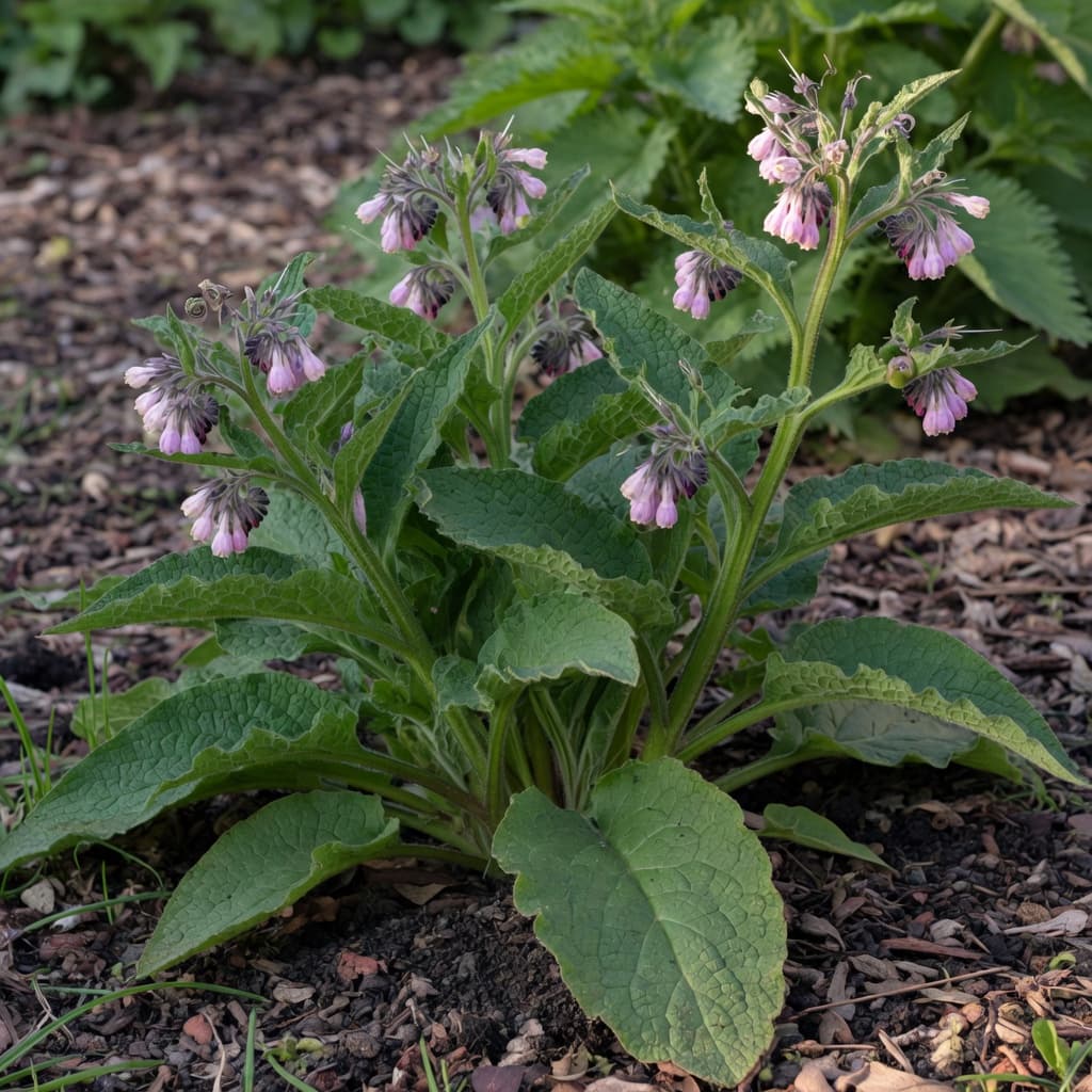 Bocking-type comfrey with lush leaves ready to chop